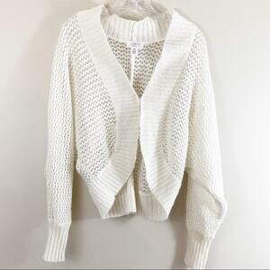 LOFT Cream Mohair Blend Open Knit Batwing Cardigan